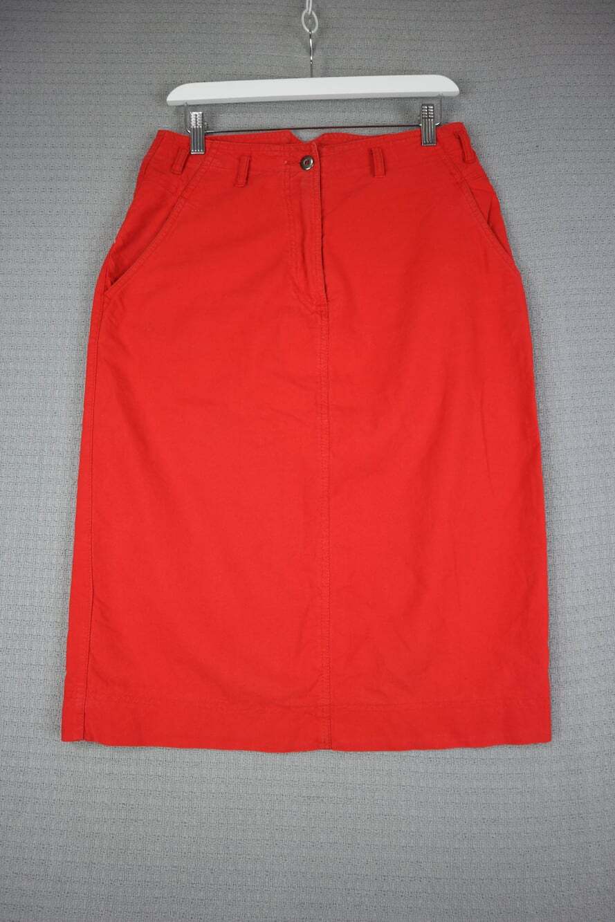 Foreign Trade Sportswear Vintage Red Midi Skirt with Pockets Womens Size 11